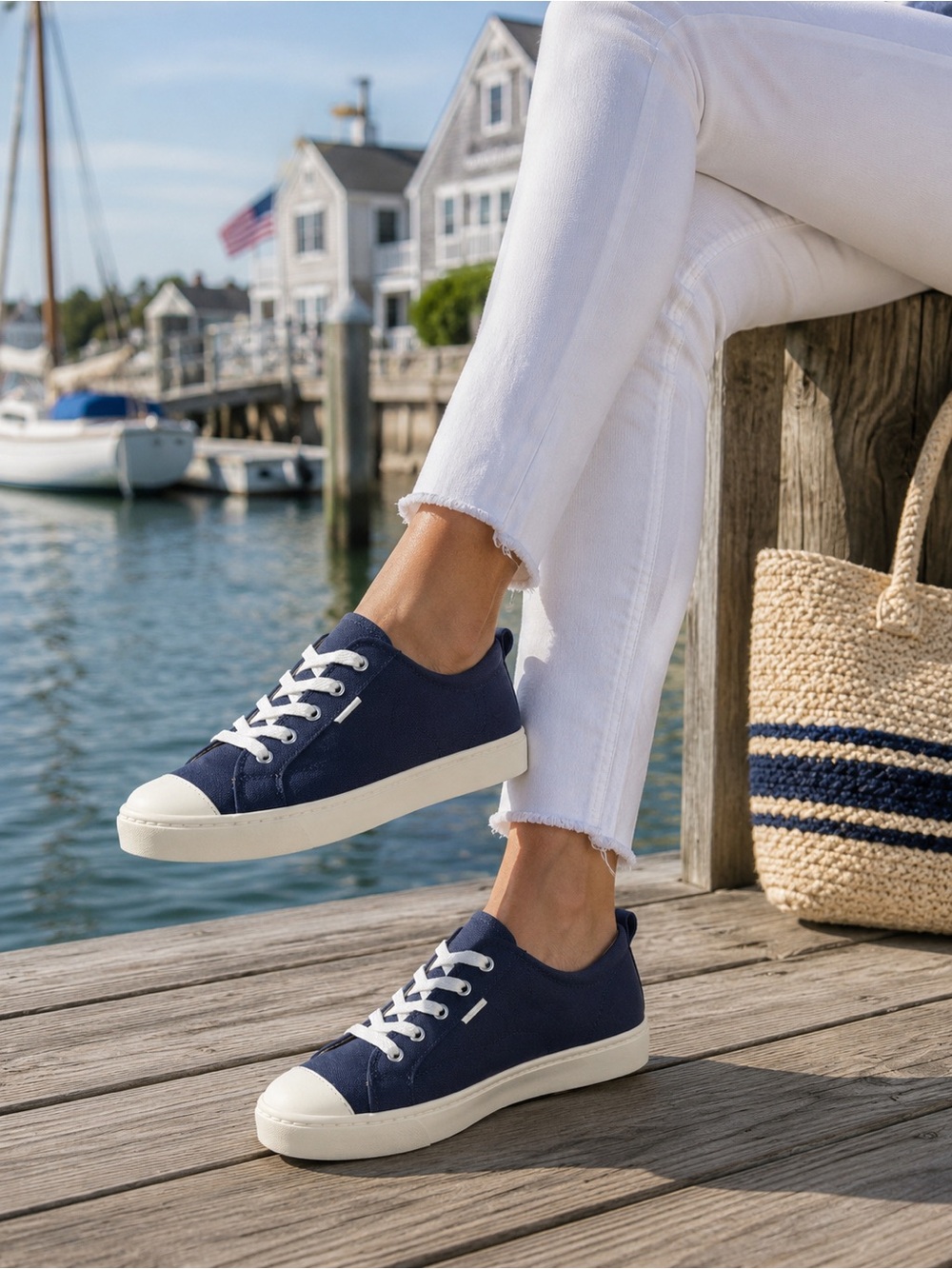 Journee Collection Women’s Size 10 Navy Canvas Sneakers NWOT